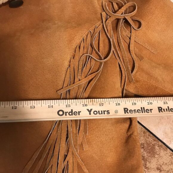 Carroll original wear leather tassel fringe western rodeo jacket coat Y2K M fall - Picture 9 of 14